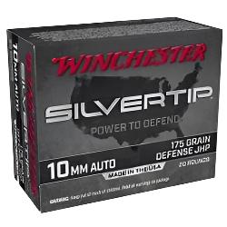 WINCHESTER SELF DEFENSE AMMO 10MM, SILVERTIP 175 GRAIN JACKETED HOLLOW POINT