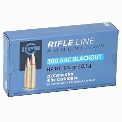 .300 BLACKOUT PRVI PPU 125 GRAIN HOLLOW POINT AMMO, RANGE AMMO, TRAINING AMMO, BULK DISCOUNT AVAILABLE