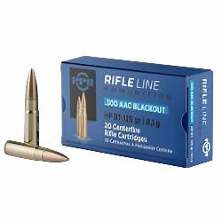 .300 BLACKOUT PRVI PPU 125 GRAIN HOLLOW POINT AMMO, RANGE AMMO, TRAINING AMMO, BULK DISCOUNT AVAILABLE