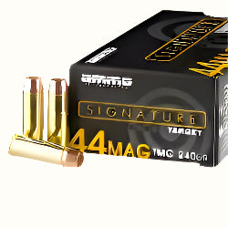 AMMO INC 44 MAGNUM AMMO, TMC AMMO, 240 GRAIN TMC SIGNATURE TARGET ROUNDS