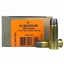 44 REMINGTON MAGNUM HSM BEAR LOAD, 44 MAG 305 GRAIN WFN, LEAD HARD CAST BEAR LOAD