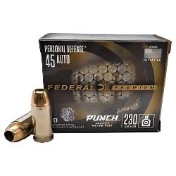 Federal Punch, 45 Auto, 45 ACP, 230 Grain, Self defense ammo, JHP, Jacketed Hollow Point