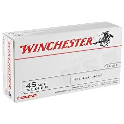 Winchester USA, 45 Auto, 45 ACP, 230 Grain, FMJ, Full Metal Jacket, Target round, Range ammo