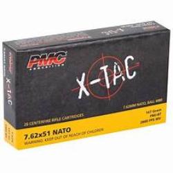 7.62 NATO, PMC X-TAC FMJ 147 GRAIN, CENTERFIRE AMMO