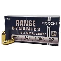 Fiocchi Range Dynamics, 9MM, 124 Grain, FMJ, Full Metal Jacket, Range ammo, Target ammo