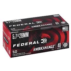 Federal American Eagle, 5.7x28MM, 40 Grain, Full Metal Jacket, FMJ, Range ammo, Target ammo