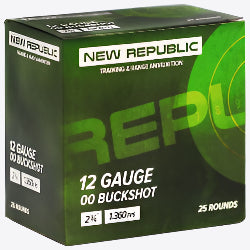 NEW REPUBLIC 00 BUCKSHOT, 9 PELLET BUCKSHOT SELF-DEFENSE AMMO, 12 GAUGE BUCKSHOT, HOME DEFENSE AMMO