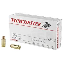 Winchester USA, 45 Auto, 45 ACP, 230 Grain, FMJ, Full Metal Jacket, Target round, Range ammo